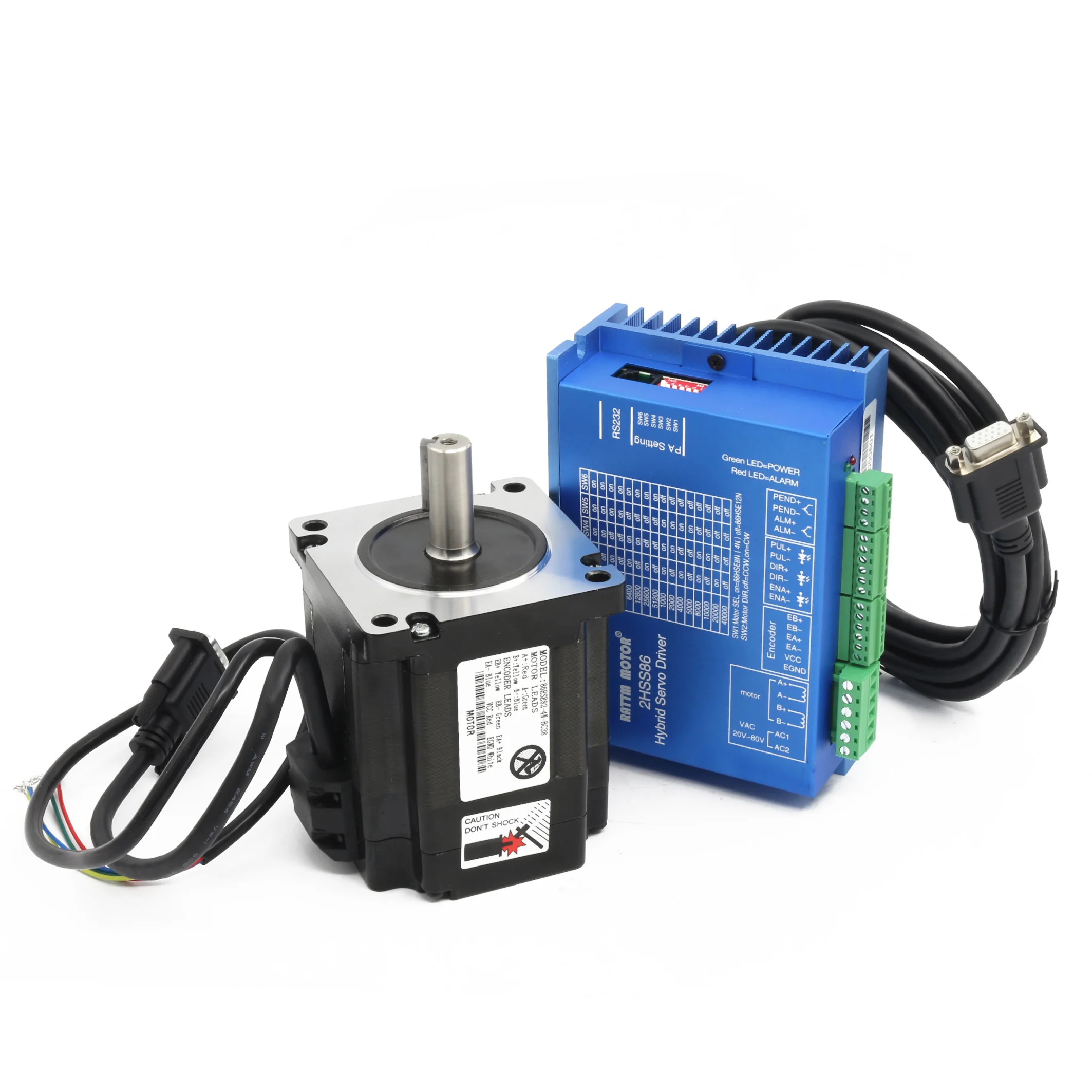 [EU Stock] Nema34 stepper motor 4.5N.m Closed Loop Servo Motor 4Nm 82mm 6A+2HSS86 2 Phase Hybrid Servo Driver+3M Wire CNC Kit