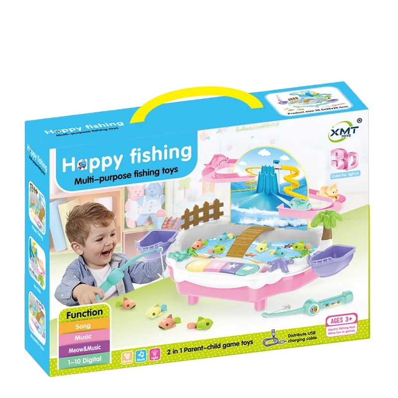 Забавная Магнитная горка 2 в 1, электрическая музыкальная игрушка, игра для рыбалки для детей