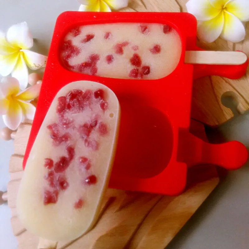 Silicone ice cream mold cartoon Popsicle mold ice lattice with cover triple pudding jelly ice cream baking grinding tool