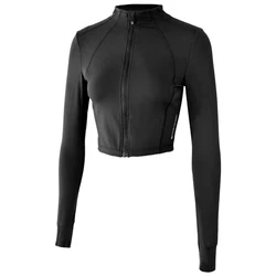 Укороченная спортивная куртка на молнии для фитнеса, куртка из спандекса, спортивный топ для занятий спортом, женские куртки для йоги из спандекса