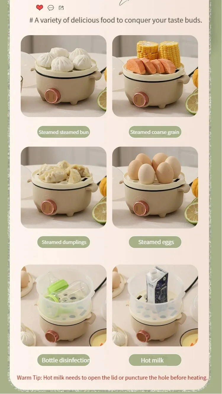 Home Egg Steamer Cooker Boiler with Multi function grill fried egg