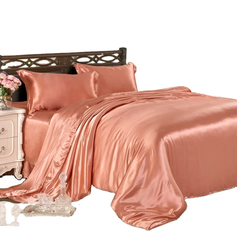 Luxury home mulberry silk duvet cover for King size with orange color