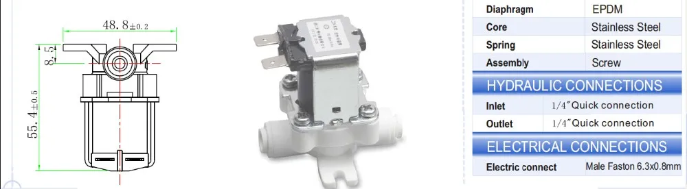 CNKB FPD-360K 1 Way 1 Outlet Food Grade Plastic DC12/24/36V Standard Water Solenoid Valve for Household Appliances