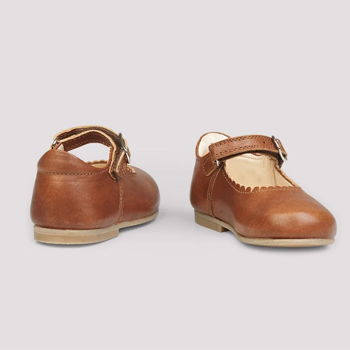 Испанская кожаная детская качественная обувь Мэри Джейн для детей маленькой девочки желтого цвета