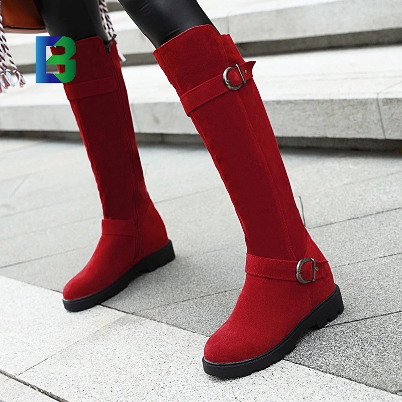 Barchon XYF4344 black red brown suede boots for women 2024 trending zip spring custom shoes flats long boots womens shoes