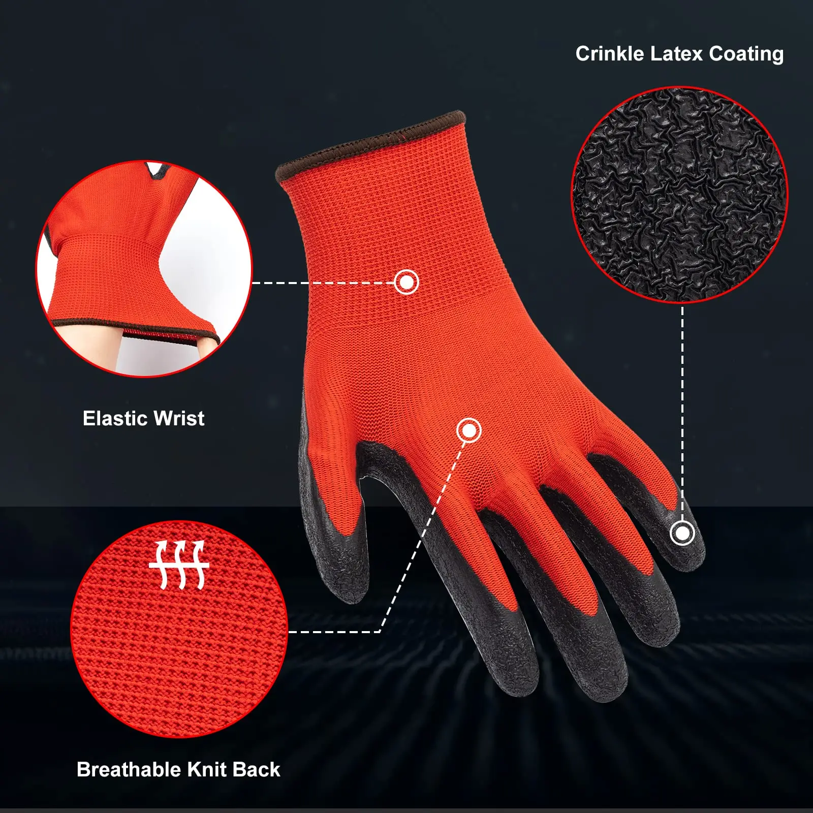 Industrial Construction Garden Work Gloves XL Polyester Microfiber Light Touch Screen Knitted Safety Protection Coating Latex PU