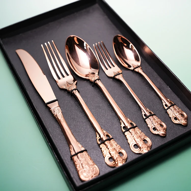 High quality polish  Cutlery, Food Grade 304  Tableware for star hotel, Copper Cutlery set