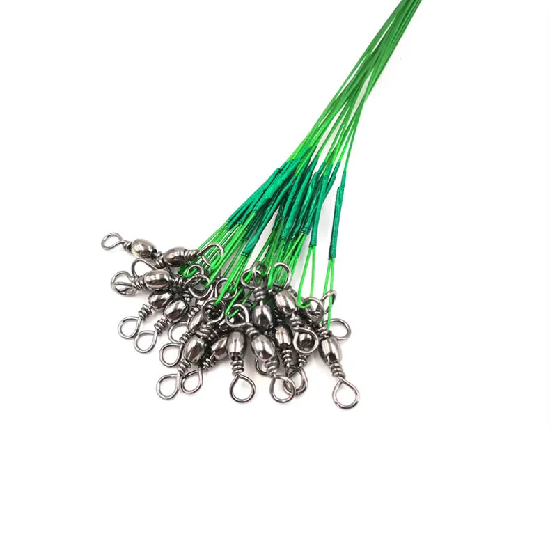 Anti Bite Steel Fishing Line Steel Wire Leader With Swivel Fishing Accessory Lead Core Leash Fishing Wire 15CM-30CM