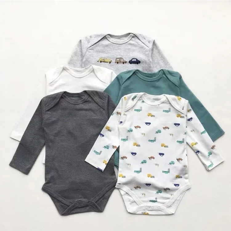 5pcs different models 100% cotton new arrival newborn boy girl onesie long sleeve romper baby
