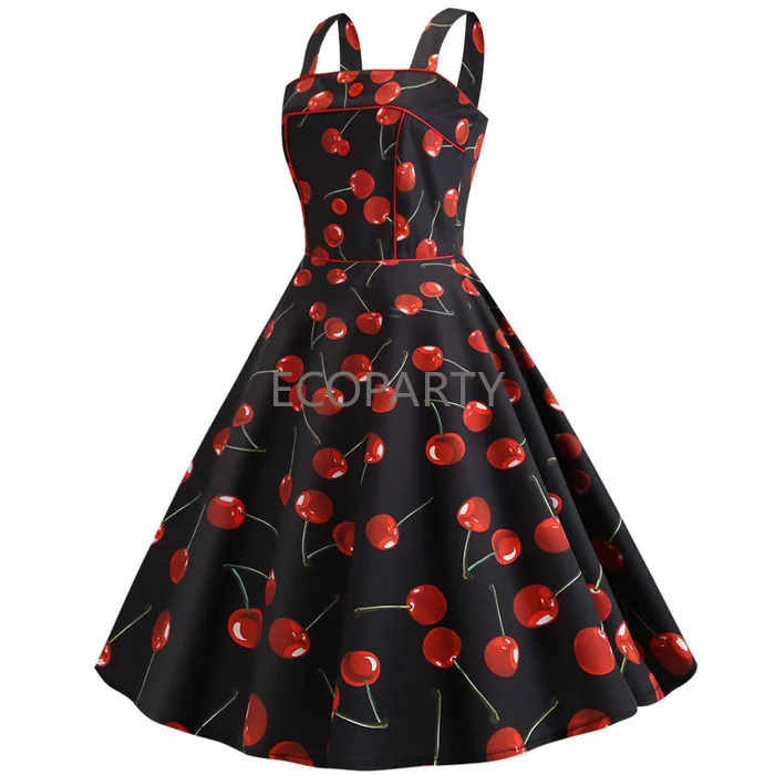Women Vintage Pink Plaid Dress Retro Rockabilly Strap Cocktail Party 1950s 40s Swing Dress Summer Dresses