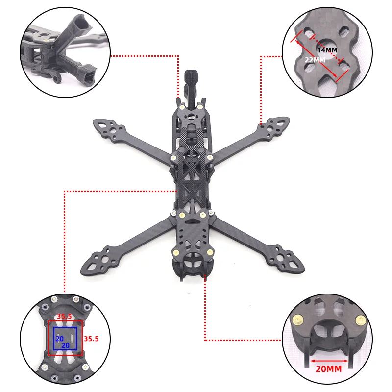 HSKRC MAK4 HD 5/6/7 Inch RC Quadcopter Carbon Fiber Frame DJII FPV Air Unit/CADDX VISTA for MARK4 HD Freestyle FPV Racing  Drone