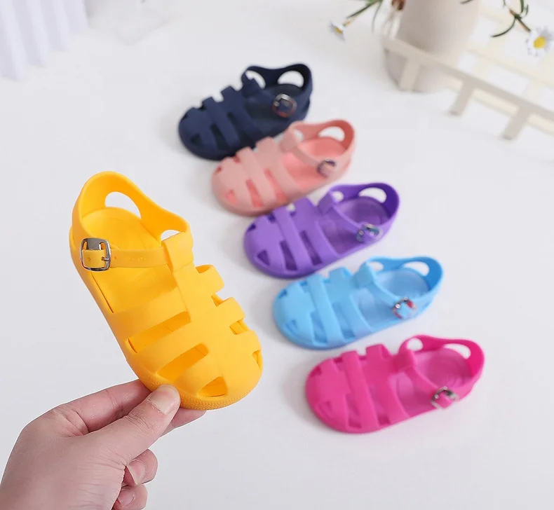 Wholesale Kids Flat Sandal Summer PVC Colorful Baby Jelly Sandals Children Candy Summer Shoes
