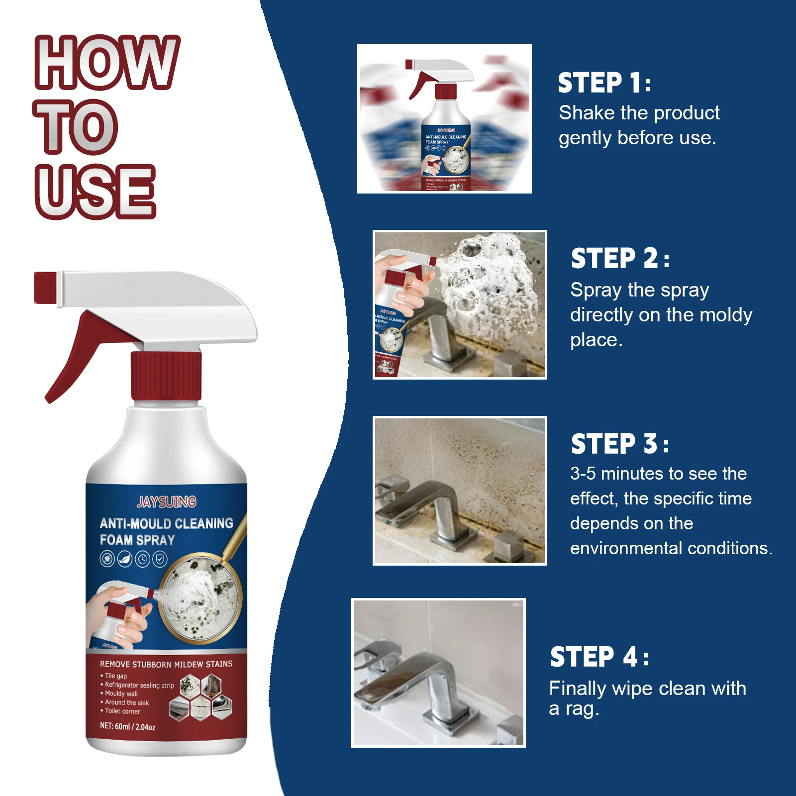 Jaysuing Anti-mildew Agent Paint Easily Anti Mould Spray Tiles Rich Foam Anti-mildew Agent For Wood