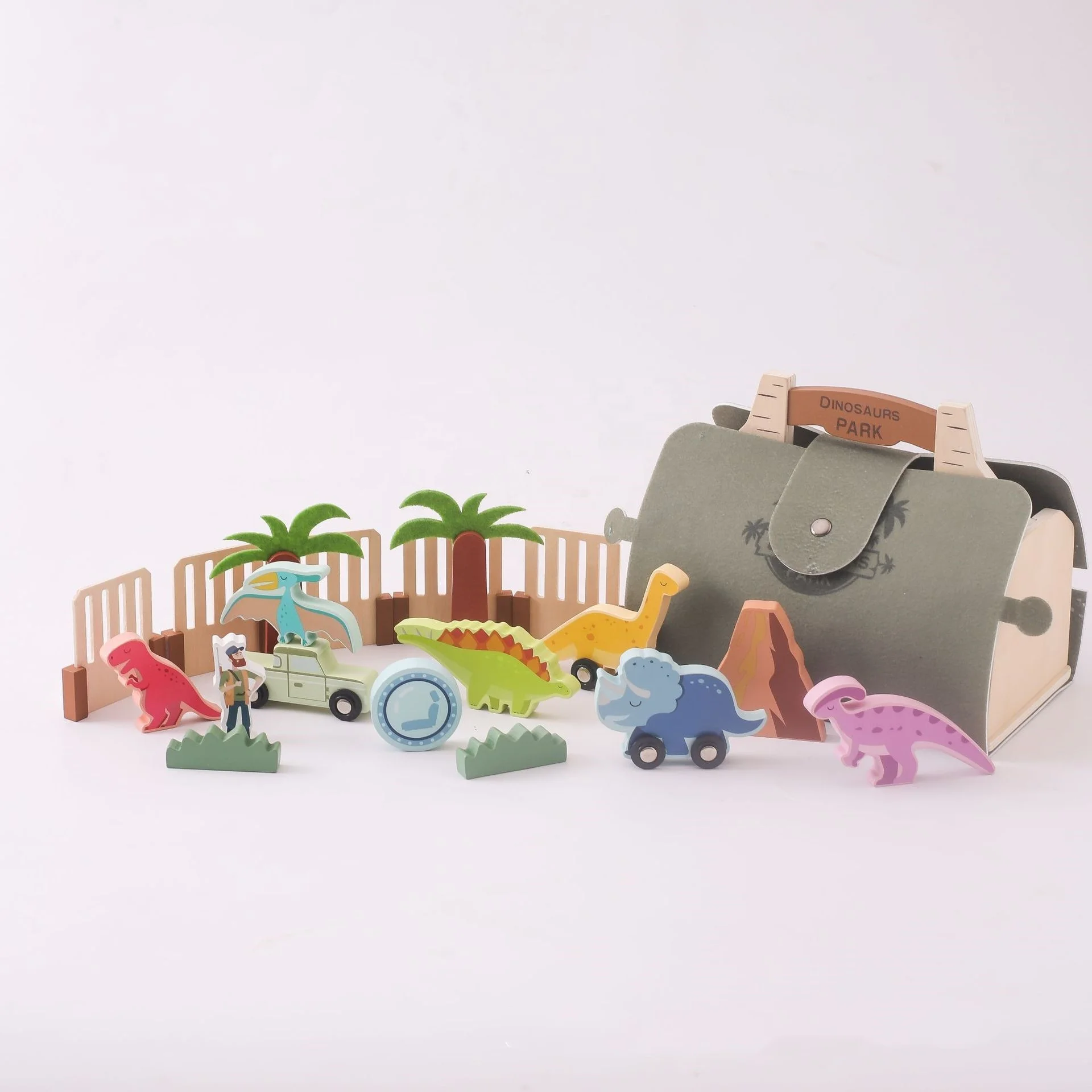 2024 New Arrival Wooden Dinosaur Park Assembly Game Kids Montessori Toys Early Learning Educational Toys for Children Toddlers