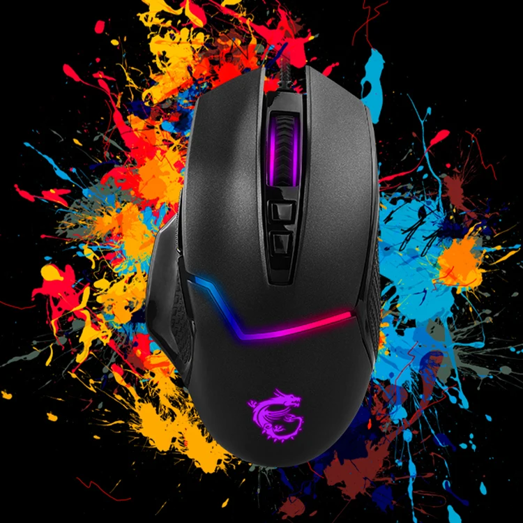 MSI Clutch GM20 FPS Gaming Mouse with 6200 DPI Wired RGB Symmetrical Design Support Adjustable Om.ron Switch