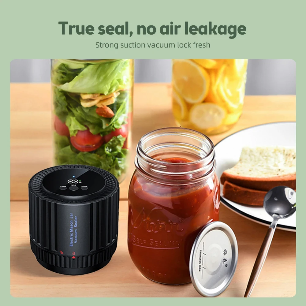 New Arrival ABS Plastic Electric Mason Jar Vacuum Sealer Set Kit Automatic Wide Regular Mouth Mason Lid Cordless Food Storage