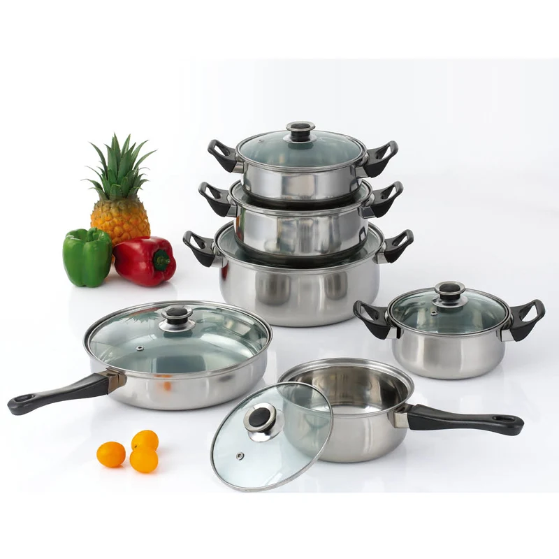 Nice Gift Set 12pcs Promotion Cookware Set Factory Price Stainless Steel Cookware Set For Kitchen