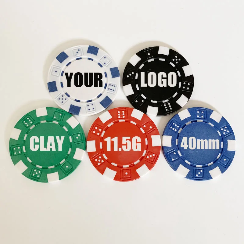 11.5g 40mm ABS Clay Ceramic Bulk Fichas del Poker Set In Plastic Game Custom Printing Casino Royal Golf Blank Poker Chips