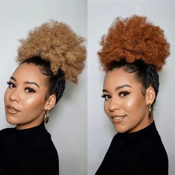 100% Real Raw Long Curly Extension Human Hair Frontal Exotic Curly Ponytail Draw-string Ponytail