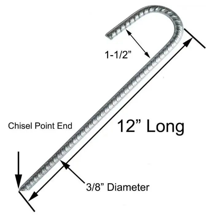 Rust Proof Coated Steel Ground Stakes Anchors/J-Hook Trampoline Stake Anchors
