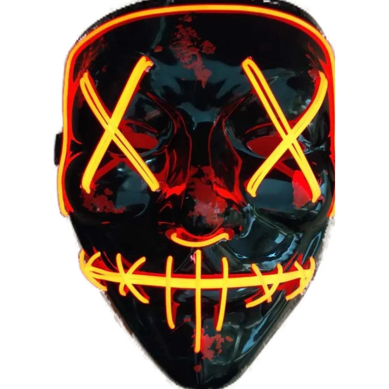 Amazon Hot Selling  Halloween Led Light Up Scary Neon EL Wire Mask LED Glowing Purge  Mask For Party Festival