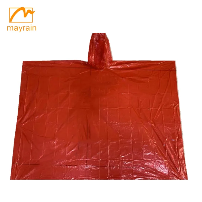Promotional Disposable  Pe WaterProof Red Rainponcho German Raincoat For Bike Occasion Camping