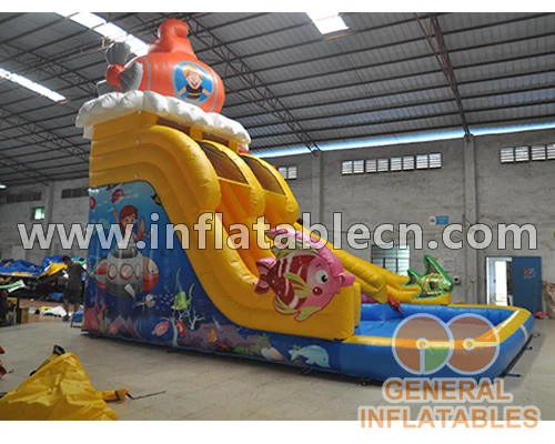 Submarine water slide,inflatable water slide for sale,new design water slide with digital printing