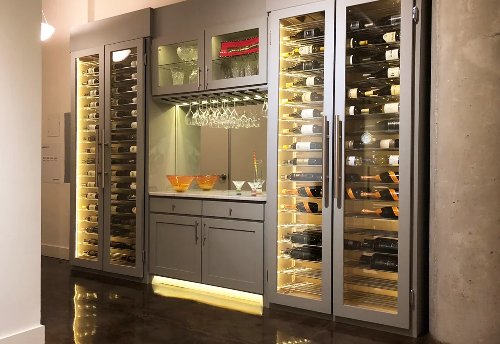 Traditional Luxury Home Design Display Custom Wood Wine Cellar