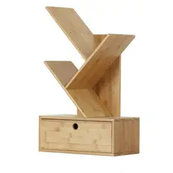 Bookcases Creative Bookshelf, Desktop Multi-Drawer Bamboo Storage Rack Bookshelves