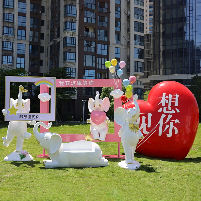 5 Foot Large Elephant Statue Outdoor Waterproof Big Elephant Fiberglass Sculpture Easter Decorations for Decoration
