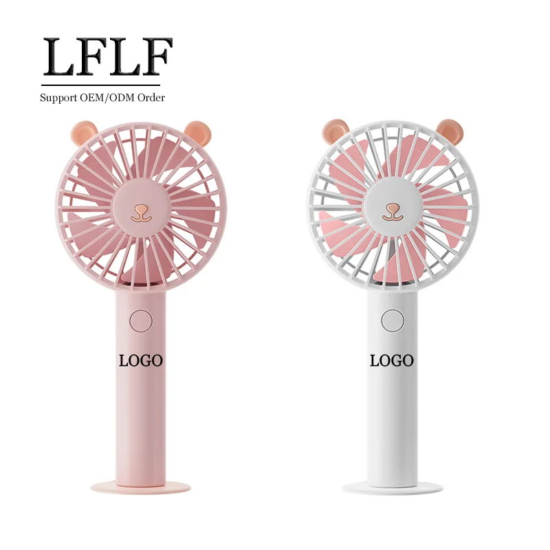 OEM cute bear  3 speed hand fan Handle Portable Battery Cool Mini Fan Rechargeable hand held fan mini USB portable kid girl