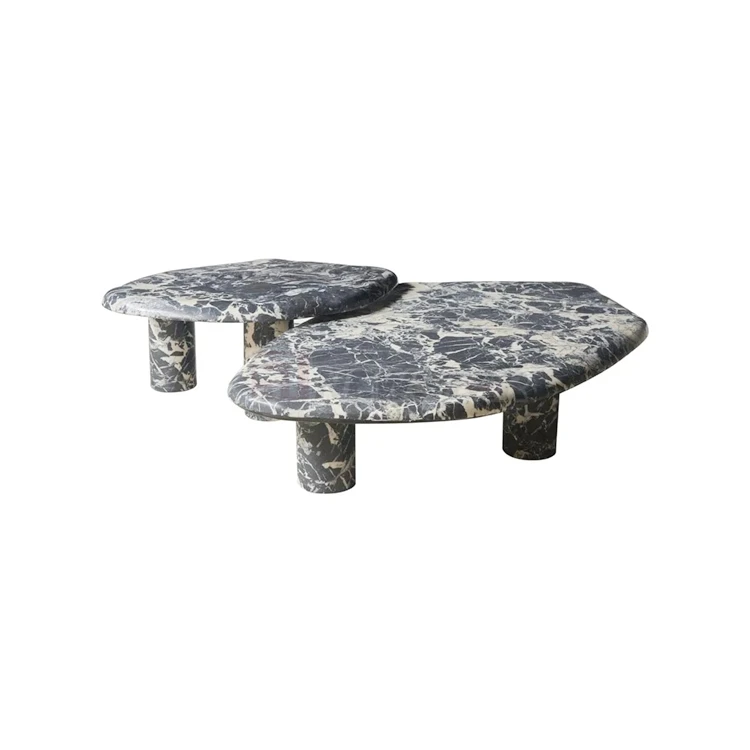 Newstar Natural Nior Grand Antique Maquina Marble Sofa Table Black Marble Plinth Coffee Table