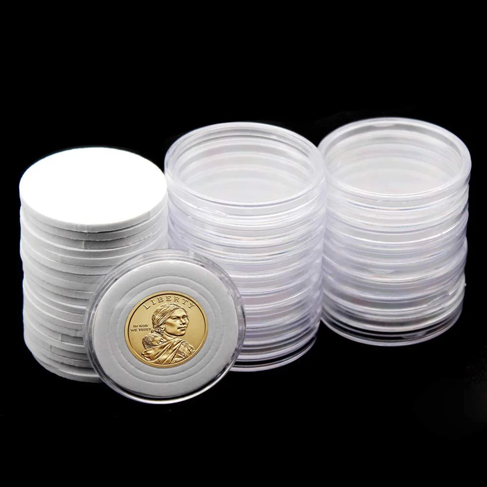 46 mm High Transparency Durable Plastic Thickened Coins Protectors Air-tight Coin Capsule with Inner Foam Gaskets