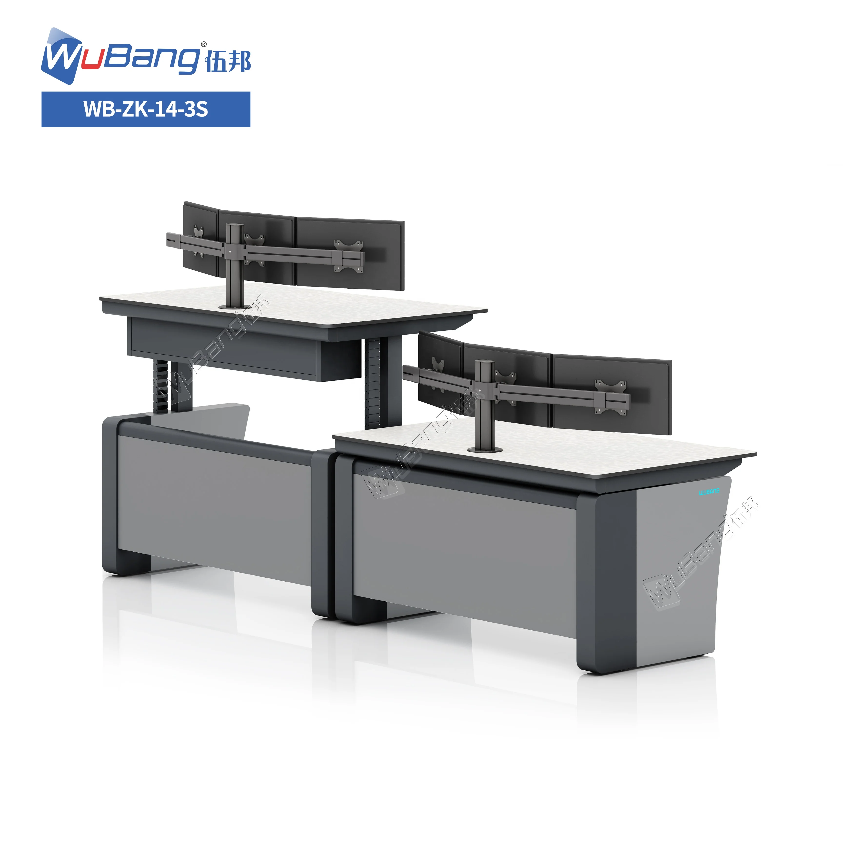 Custom Sit-stand Adjustable Console Desk Traffic Center Command Operation Console With 3 Monitors
