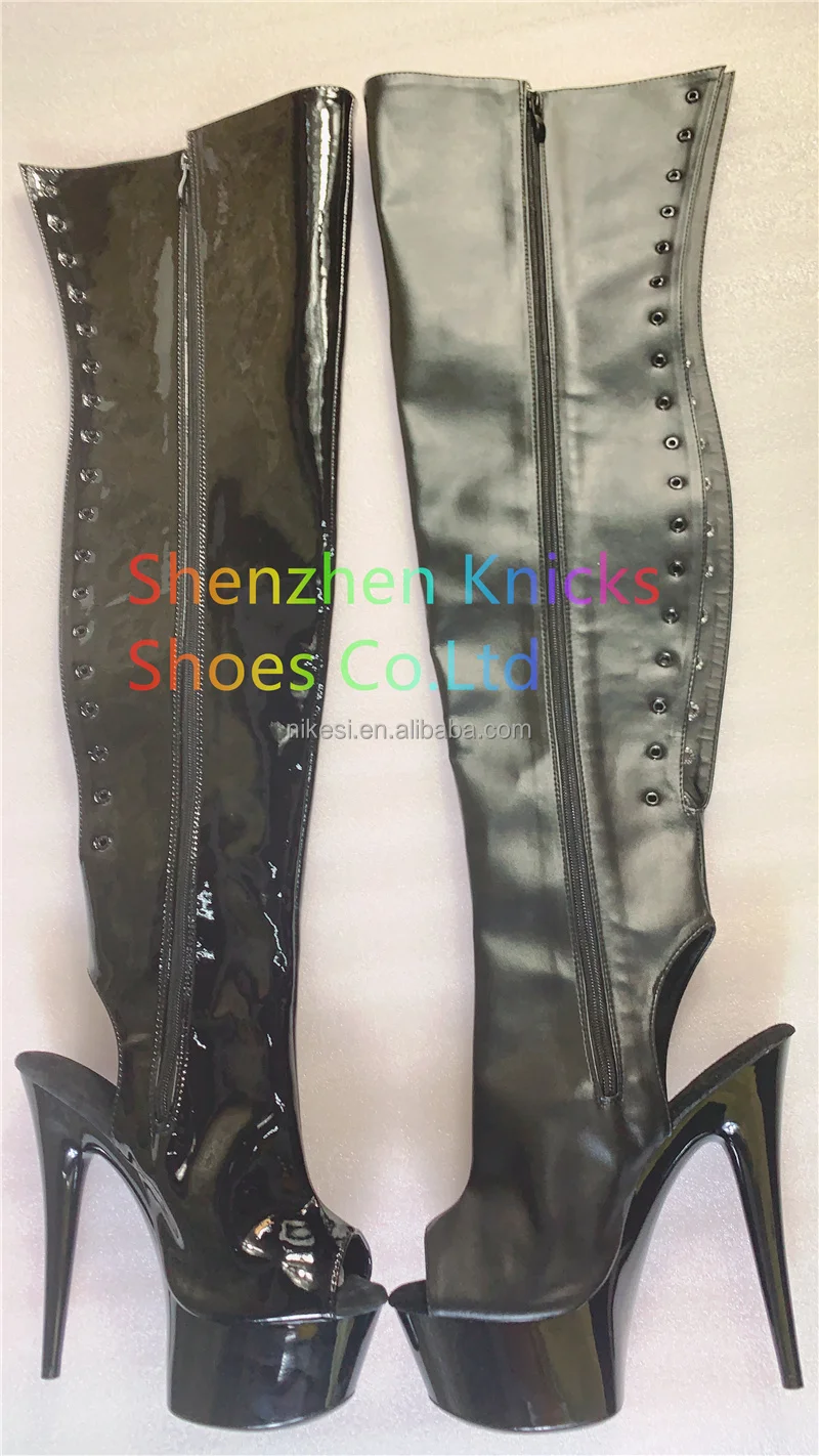 15cm high boots with knee-high boots clubs Cosplay pole dancing shoes boots After fine hairtail mouth high knee-high boots