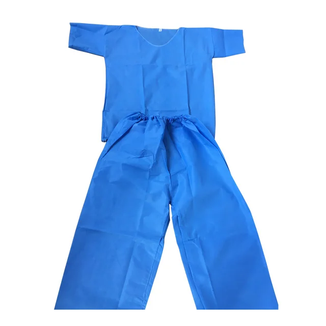 Nonwoven SMS disposable uniforms Unisex Scrub Set  with V-neck Scrub top and Scrub pants