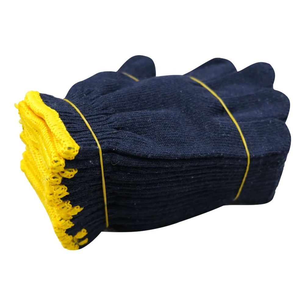Best Selling 10 Gauge Washable Hard-Wearing Deep Blue Cotton Hand Safety Knitted Work Gloves