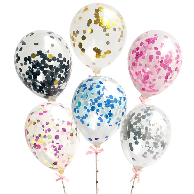 hot sell 12 Inch New Cheap Supply Hot Sale Gold Confetti Latex Balloons Party Balloons With Silver Paper Confetti Dots