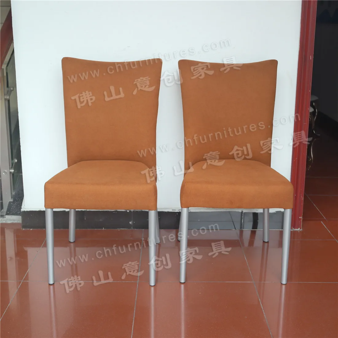 Wholesale metal leg stacking fabric home modern hall dining chairs for restaurants in hotels