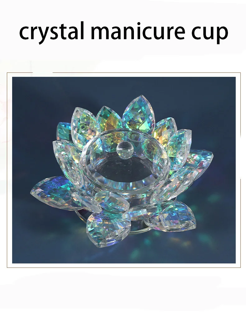 Nail Polish Remover Lotus Shape Storage Crystal Bowl Cup with Lid