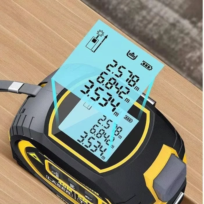 3 in 1 Digital Multifunctional Laser Distance Meters 40m Rechargeable Measurement Tool 5m Laser Tape Measure with LCD Display