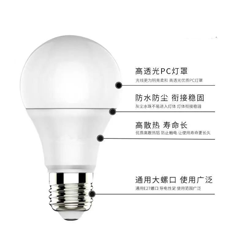 Universal ordinary screw use wide range of LED bulb E27 screw three colors household living room bedroom led light bulb for lamp