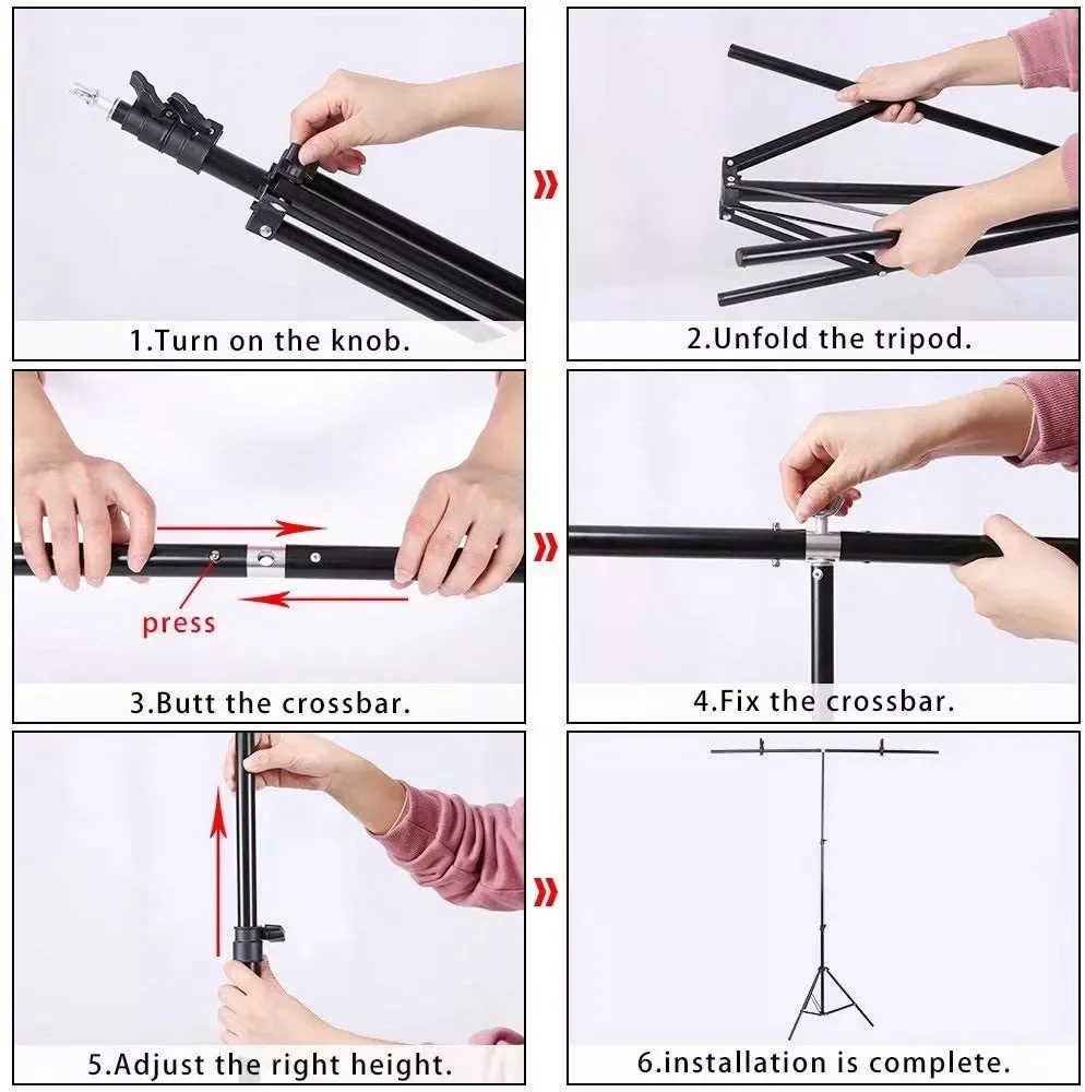 Yiscaxia Heavy Duty Stainless Steel Metal Background Stand Adjustable Support With Aluminum Pipe for Studio