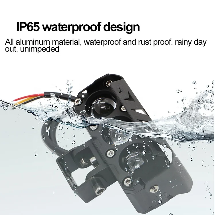 Motorcycle Spotlight 3 lens Hi/Low Beam LED Work Light 3 lens Mini Driving Headlamp Fog Lamps 12V 24V White/Yellow