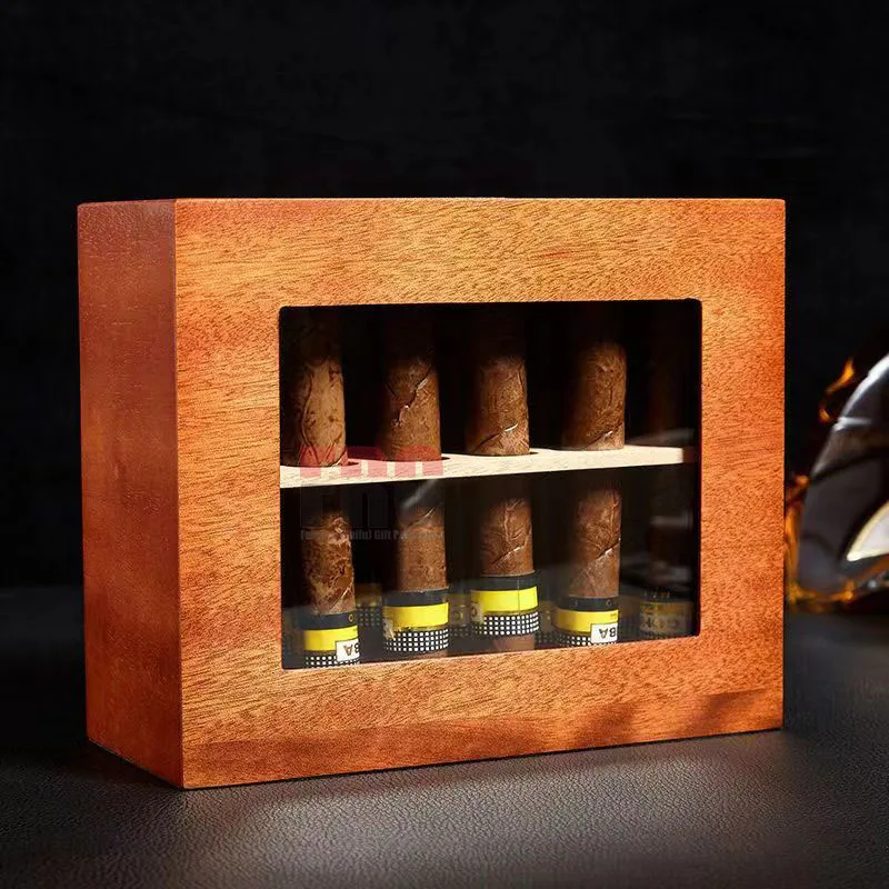 New Arivial Manufacturer Wood Cigar Boxes Humidor with Temperiture  Customized LOGO Hold 12 Cigars