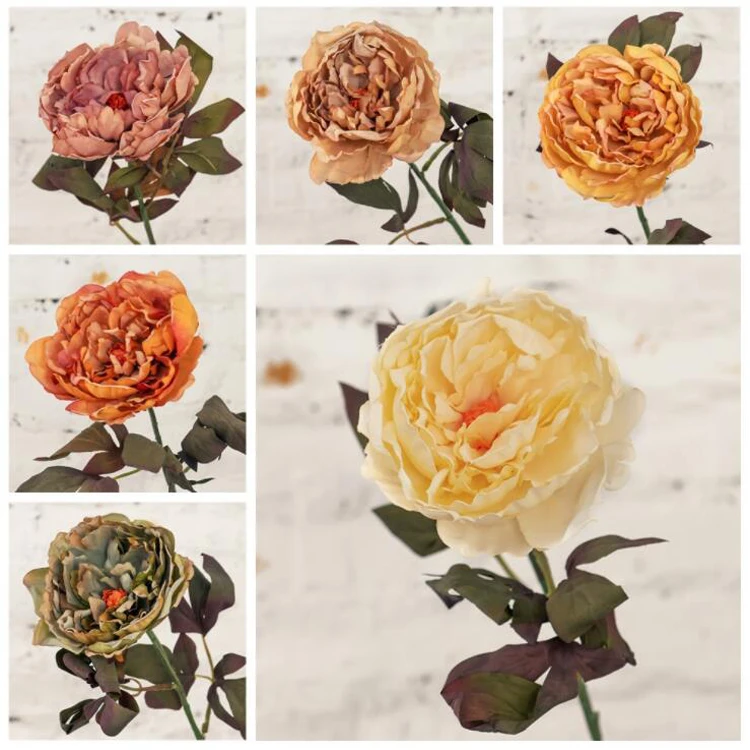 Wholesale Peony Silk Flowers Artificial Plant Long Single Stem Faux Peonies Flower For Home Wedding DIY Party Decoration