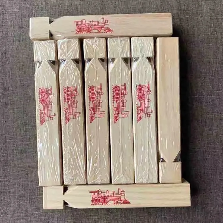 C06300 wholesale factory custom bulk whistles Kids musical toys  Solid Wood whistle horn Wooden Train Whistle