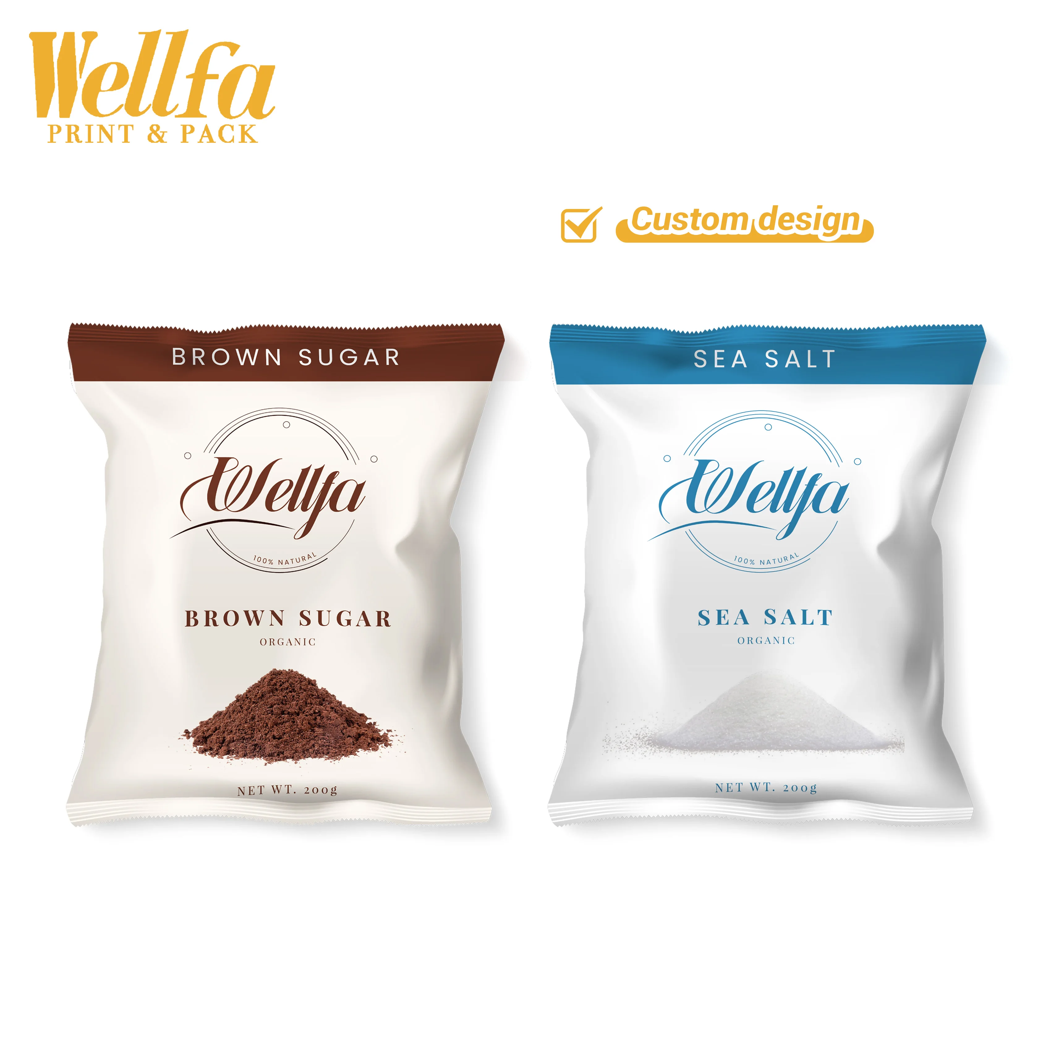 Custom Printing Food Grade Glossy Aluminum Foil Plastic Spice Sugar Sea Salt Powder Sachet Auto Roll Salt Packaging Film