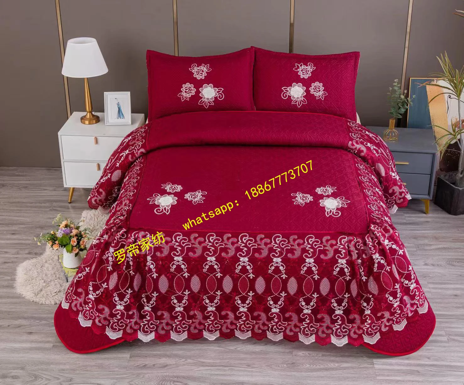 Home Textile Bedding Printed Ultrasonic Bed Cover Quilted Quilt Bed Cover Cross-border European and American foreign trade