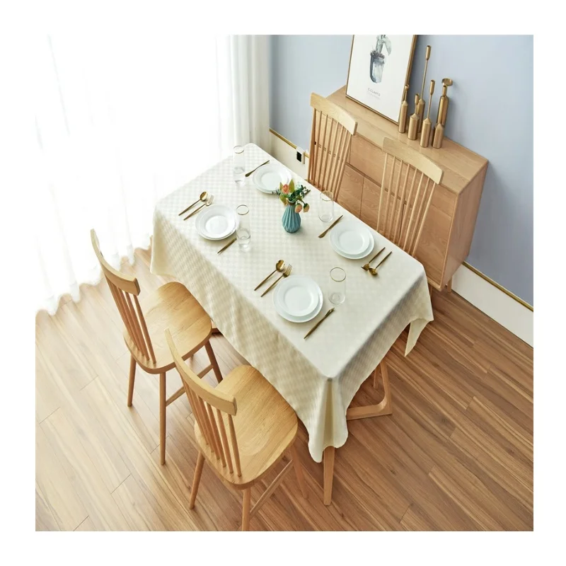 
White Plaid Tablecloth Waterproof Polyester Party Home Table Cloth Dining Room Easy Clean Table Covers 